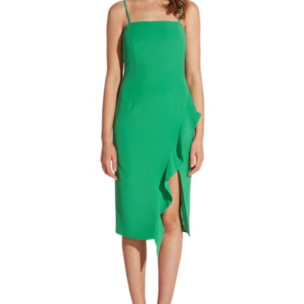 NWT Bardot Carmelle ruffle cocktail dress fern 6